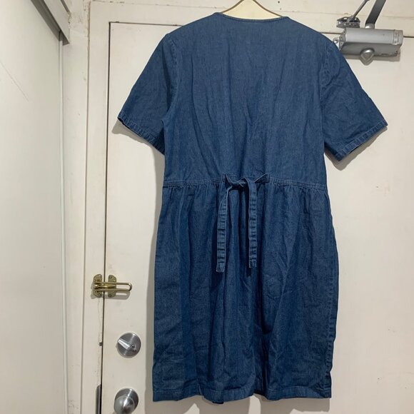 VINTAGE IMAGE DENIM EMBROIDERY DRESSES SIZE L - Picture 5 of 6